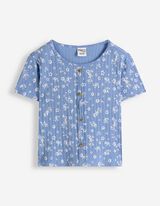 T-shirt - Patte de boutonnage - Bleu
