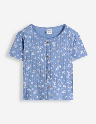 T-Shirt - Knopfleiste - blau