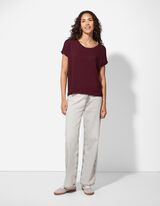 Majica kratek rokav - Viskozna mešanica - temno vijolicna