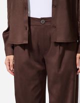 spodnie - Imitacja zamszu - ciemny brazowy