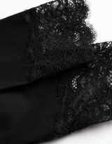 Langarmshirt - Spitzenbesatz - Schwarz