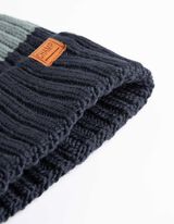 czapka z dzianiny - mankiet - ciemny niebieski