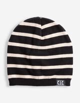 Beanie - Streifen - Schwarz