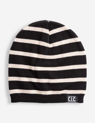 Beanie - Streifen - Schwarz