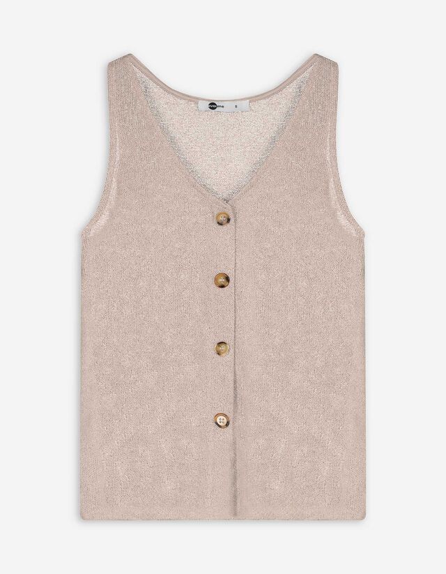 Top in maglia - Abbottonatura - beige