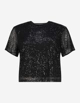 T-shirt - Inserto di paillettes - nero