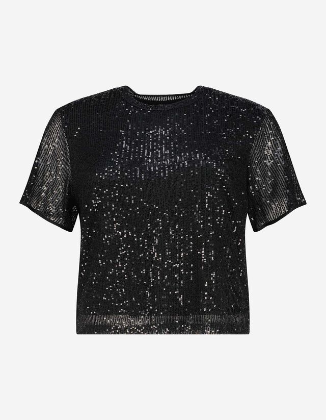 T-shirt - Inserto di paillettes - nero