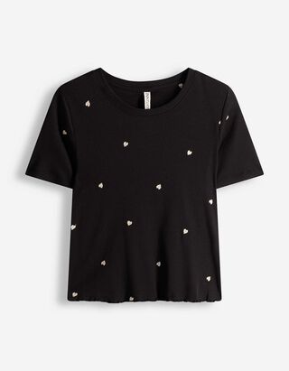 T-Shirt - Stickerei - schwarz