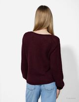 Maglione - Scollo a V - rosso scuro