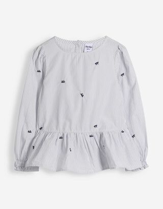 Bluse - Stickerei - Hellblau