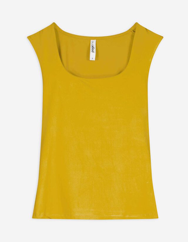 Top - Scollo squadrato - giallo
