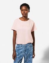 T-shirt - hafty - rozowy