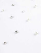 T-shirt - ozdobne kamyki - bialy