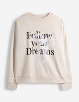 Sweatshirt - Applikation - beige