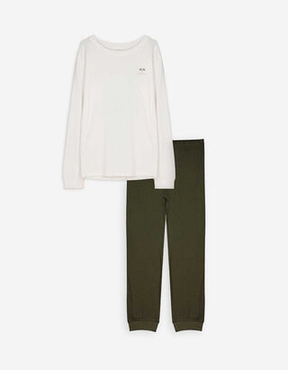 Pyjama Set aus Shirt und Hose - Print - bronzefarben