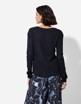 Pletený sveter - Jednofarebný - tmavomodra