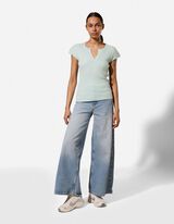 Strickshirt - Viskose-Mix - gr&uuml;n