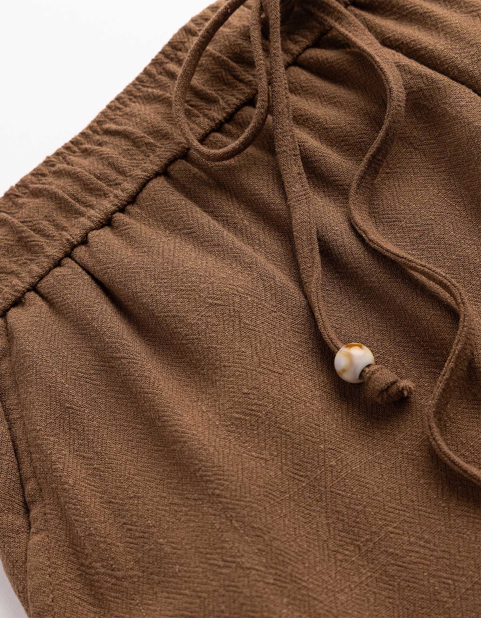 Hose - Leinen-Optik - braun