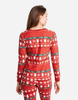 Set de pijama format din cămașă cu mânecă lungă și pantaloni  - Crăciun - Rosu