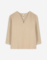 Bluse - V-Ausschnitt - hellbraun