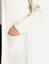 długi kardigan - Kaptur - bialy