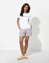 Kratke hlače - Lanena me&scaron;anica - belo