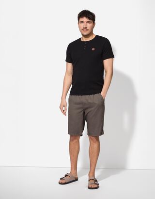 Shorts - Leinen-Mix - dunkelgr&uuml;n