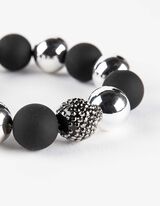 Bransoletka - ozdobne koraliki - srebrny