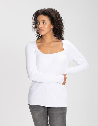 Pull-over - Viscose m&eacute;lang&eacute;e - blanc