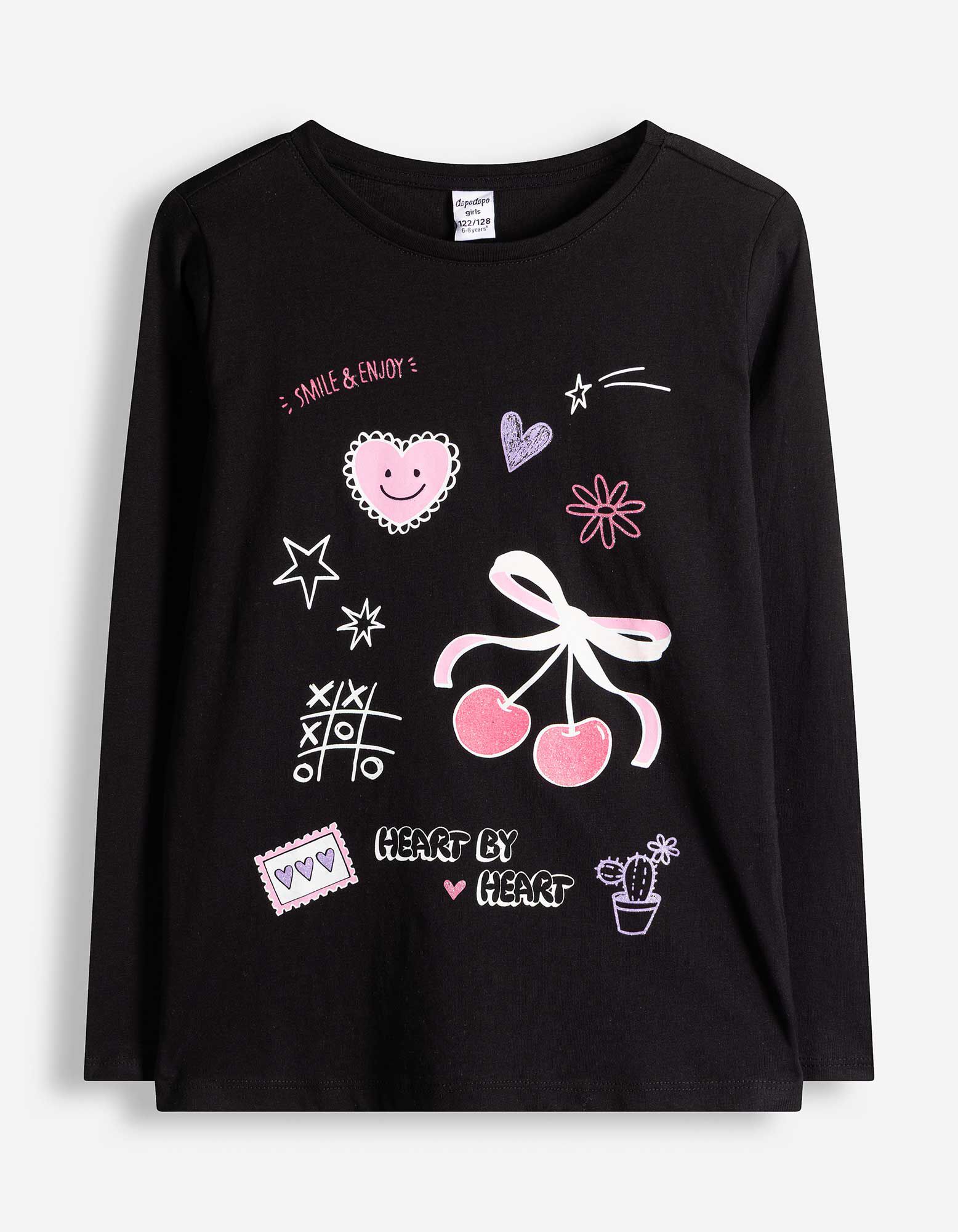 Longsleeve - Print - Zwart