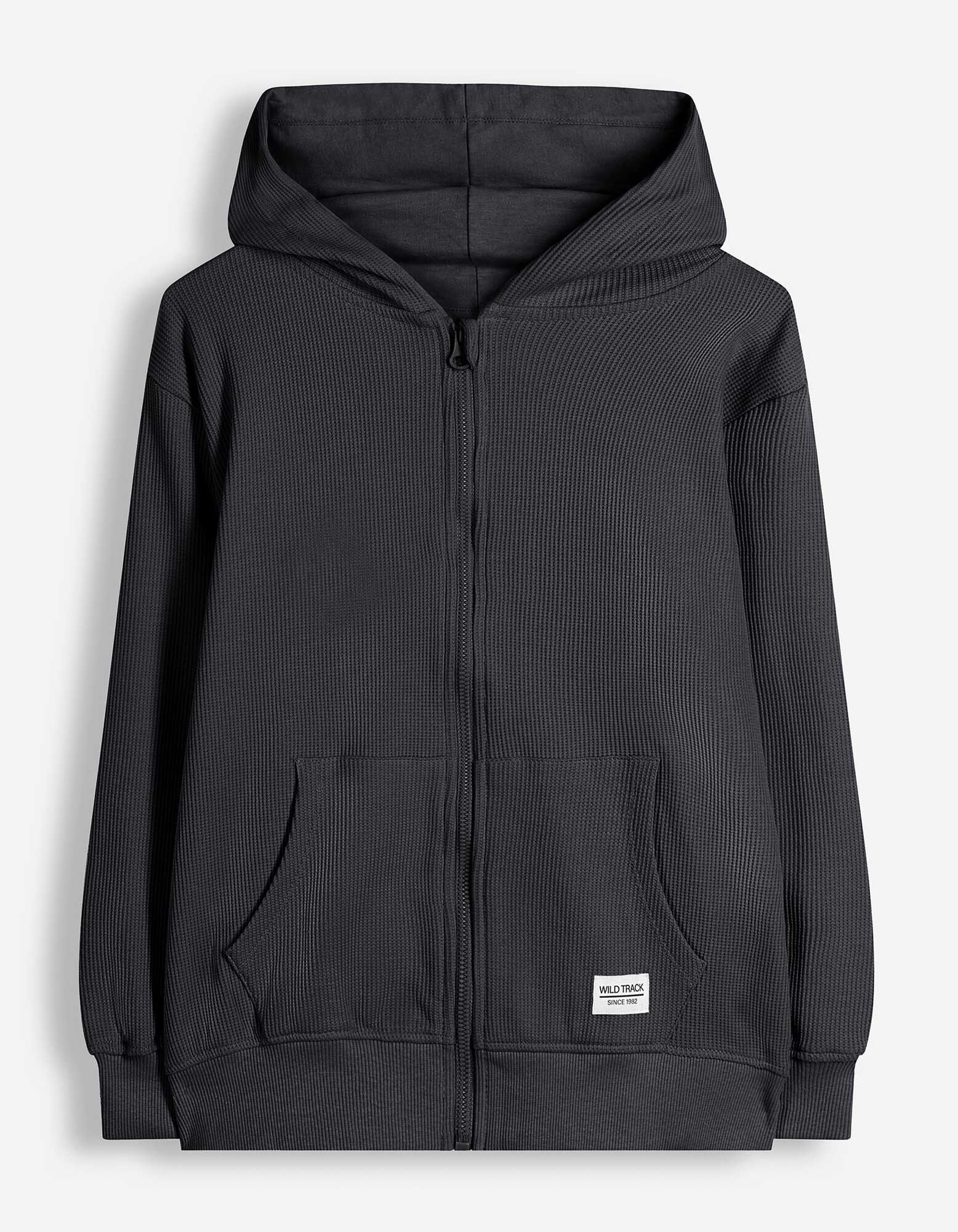 Sweatjacke - Waffelstruktur - Dunkelgrau
