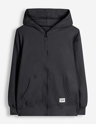 Sweatjacke - Waffelstruktur - Dunkelgrau
