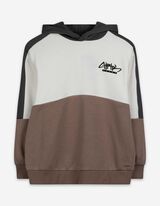 Set aus Kapuzenpullover und Hose - Color-Blocking - hellbraun