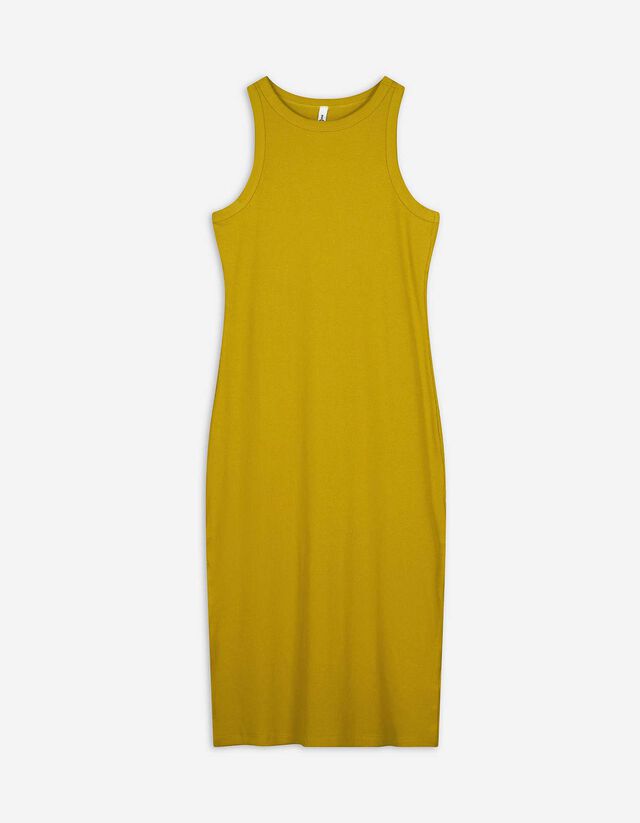 Midikleid - Seitenschlitz - gelb