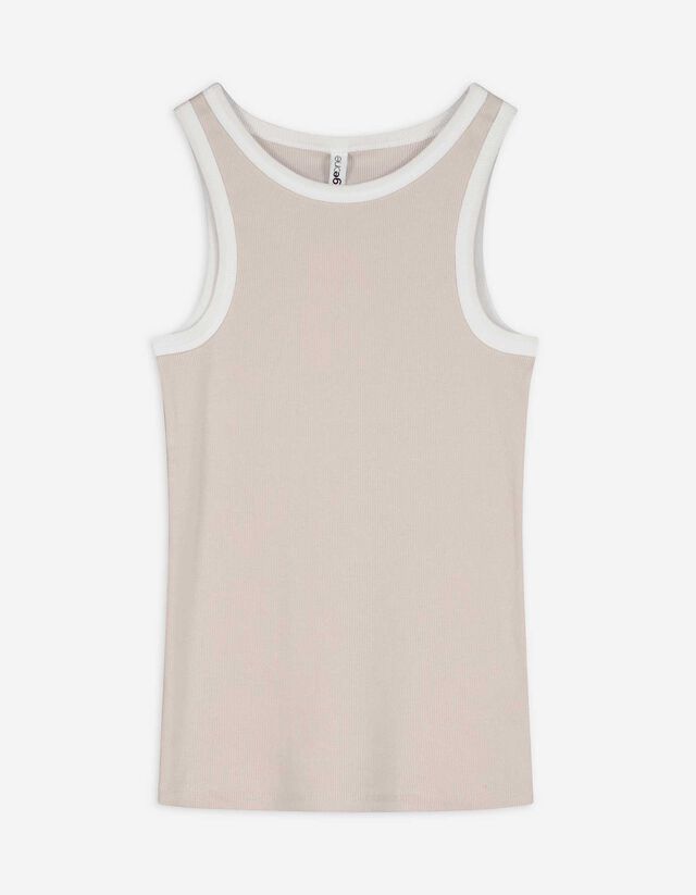 Top - Rippenstruktur - beige