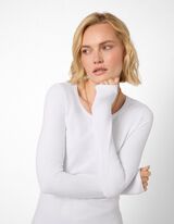 Langarmshirt - Baumwolle - Wei&szlig;