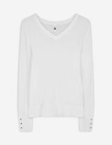 Pullover - Zierknöpfe - weiß