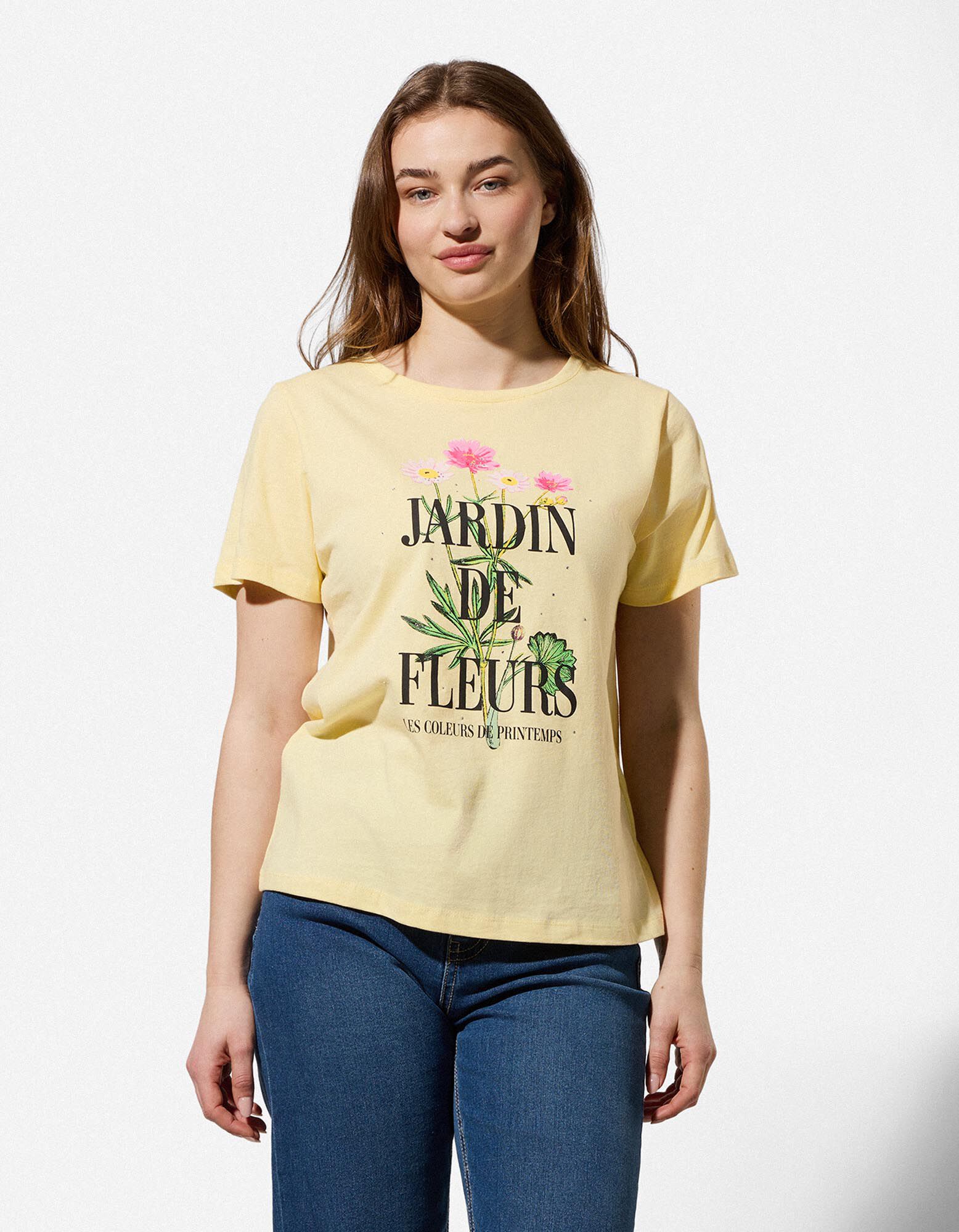 T-Shirt - Ziersteine - hellgelb