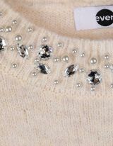 Strickpullover - Ziersteine - weiß