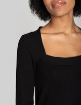 Pull-over - Viscose m&eacute;lang&eacute;e - Noir