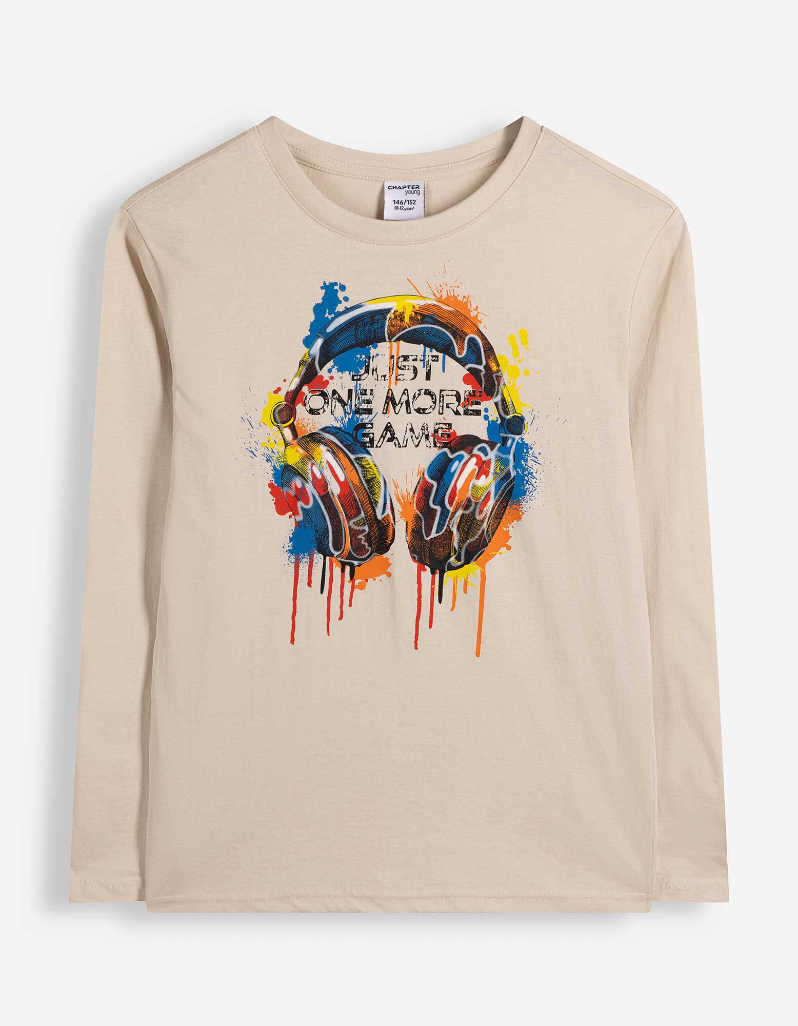 Langarmshirt - Frontprint - Hellgrau