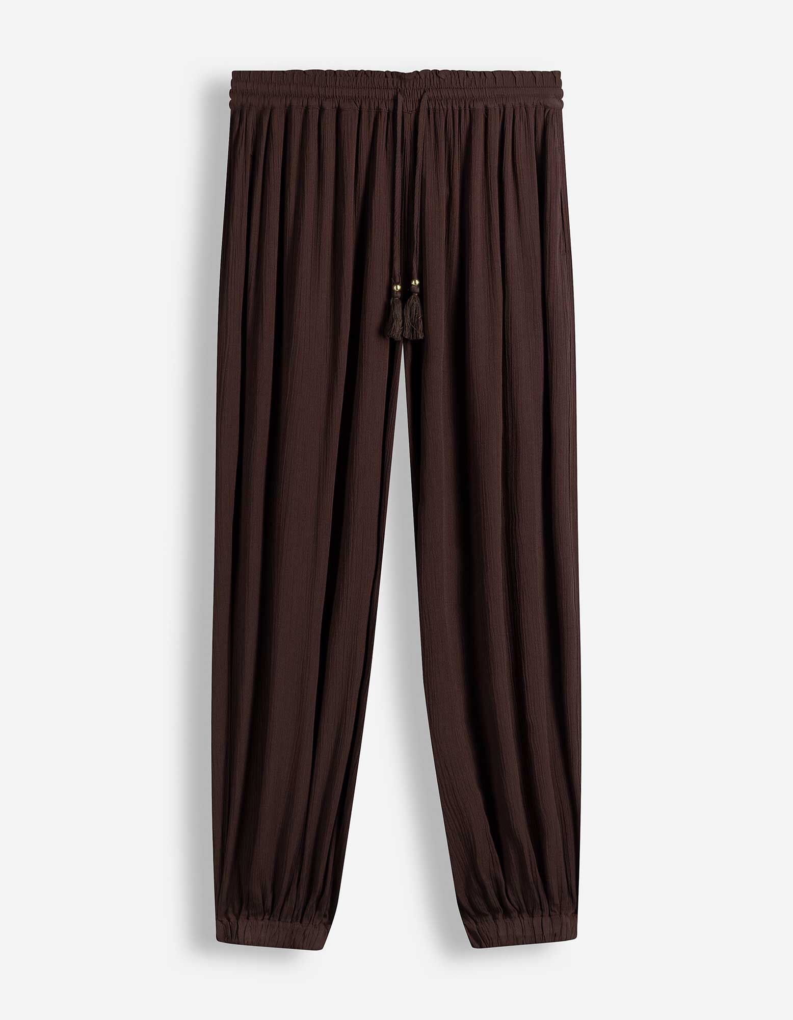 Pantalon - Balloon Fit - brun fonc&eacute;