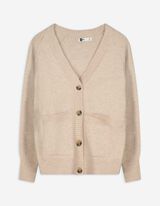 Strickjacke - Aufgesetze Taschen - beige