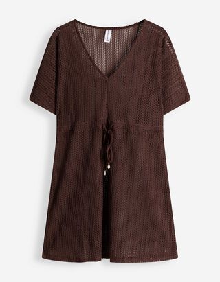 Badeponcho - Strick - braun