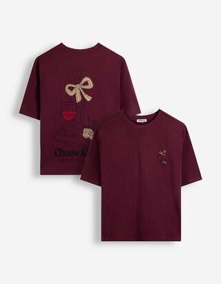 T-Shirt - R&uuml;ckenprint - Dunkelrot