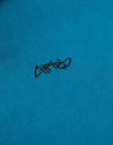 Pulover s kapuco - Potisk s sporočilom - turkizna