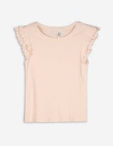 Tricou - M&acirc;neci cu volane - Roz