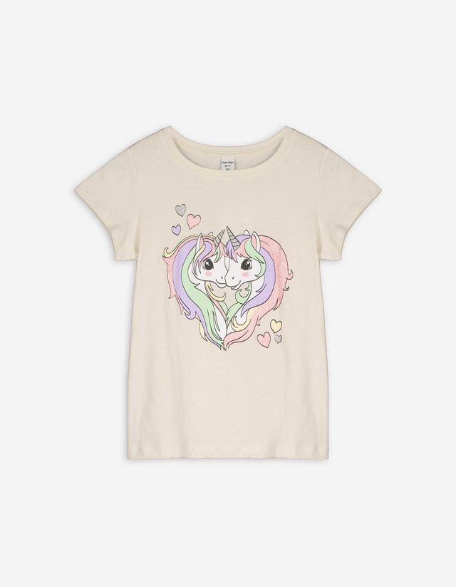 T-shirt - Glitterprint - beige