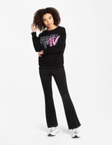 Pantaloni evazați - Țesătură fină - Negru