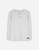 Maglia a manica lunga - Scollo Henley - grigio chiaro